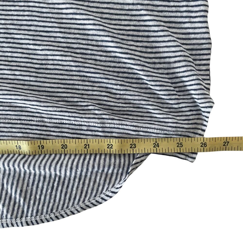 Women's Linen Navy and White Striped Knit Top - Plus 2X  (Preppy - Coastal) - Picture 5 of 9